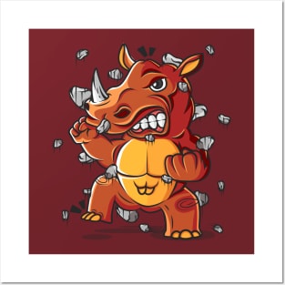 Cute Rhino One Horn Monster Posters and Art